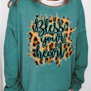 Leopard Printed Basic Shirts & Tops, Hoodies & Sweatshirts, color:Blue|size:3XL, Noracora