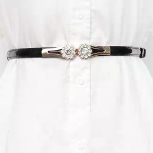 Rhinestone Metal Embellishment Belt, Belts, color:Black|size:One-size, JustFashionNow