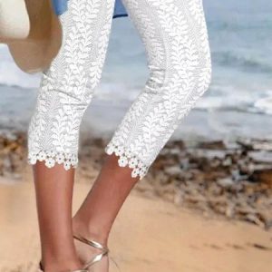 Casual Plain Regular Fit Leggings, Leggings, color:White|size:XXL, JustFashionNow