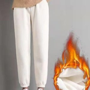 Casual Plain Long Pocket Stitching Pant, Pants, color:White|size:3XL, Noracora