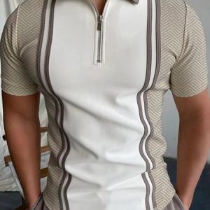 Casual Regular Fit Polo Shirt, Polos, color:Light Brown|size:3XL, JustFashionNow