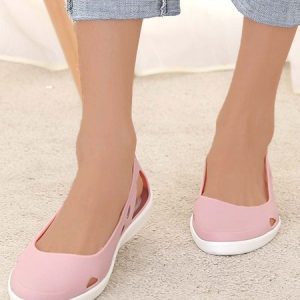 Casual Hollow Out Waterproof Beach Shallow Shoes, Flats, color:Pink|size:40, JustFashionNow