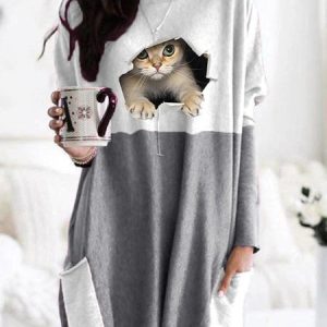 Color Block Regular Fit Dress, Dresses, color:Gray|size:XXL, JustFashionNow