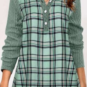 Hoodie Plaid Casual Loose Shirt, Sweatshirts & Hoodies, color:Green|size:XXL, JustFashionNow