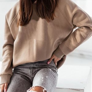 Casual Hoodie Plain Hoodie, Hoodies & Sweatshirts, color:Khaki|size:XXL, Noracora
