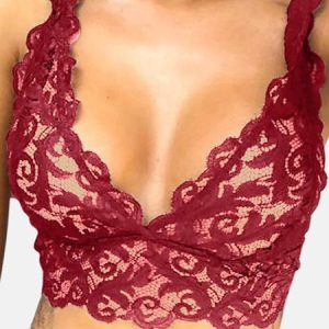 Lace Cutout Sexy Tank Top Lingerie, Bra & Bra Sets, color:Wine Red|size:3XL, JustFashionNow