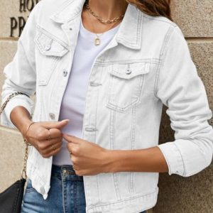 Loose Others Denim Casual Denim Coat, Jackets, color:White|size:XXL, Noracora