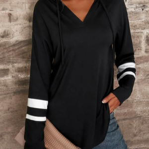 Loose Color Block Hoodie Casual  Sweatshirt, Sweatshirts & Hoodies, color:Black|size:XXL, JustFashionNow