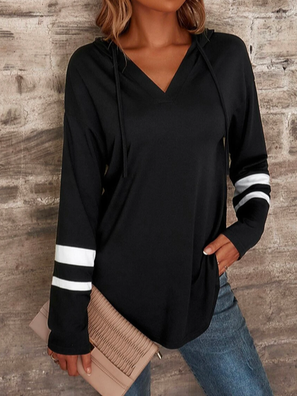 Loose Color Block Hoodie Casual Sweatshirt, Sweatshirts & Hoodies, color:Black|size:XXL, JustFashionNow