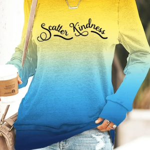 Scatter Kindness Dandelion Gradient Crew Neck Sweatshirt, Sweatshirts & Hoodies, color:Yellow|size:XXL, JustFashionNow