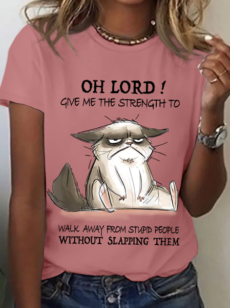 Women's Funny Word Oh Lord Give Me The Strength To Walk Away From Stupid People Without Slapping Them Loose T-Shirt, T-shirts, Lilicloth.com