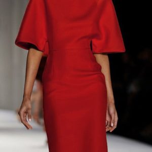 Half sleeve Elegant Regular Fit Crew Neck Plain Dress, Mini Dresses, color:Red|size:XXL, Stylewe