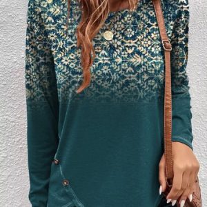 Crew Neck Casual Regular Fit T-Shirt, T-Shirts, color:Green|size:XXL, JustFashionNow