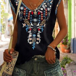 Casual Loose V Neck T-Shirt, T-Shirts, color:Black|size:XXL, JustFashionNow