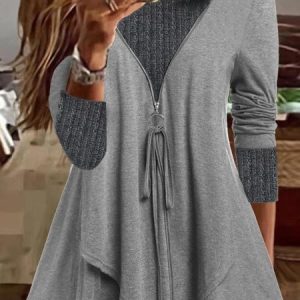 Hoodie Plain Regular Fit Casual Top, Shirts & Blouses, color:Gray|size:XXL, JustFashionNow