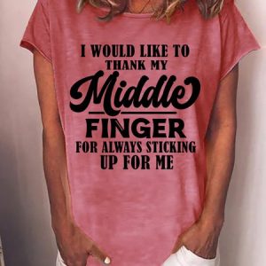 Lilicloth X Paula I Would Like Too Thank My Middle Finger Women's T-Shirt, color:Red|size:3XL, Lilicloth.com