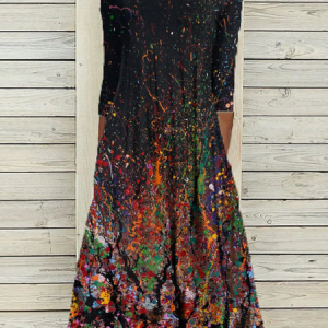 JFN Crew Neck Casual Ombre Autumn Natural Daily Dress, Dresses, color:Multicolor|size:XXL, JustFashionNow