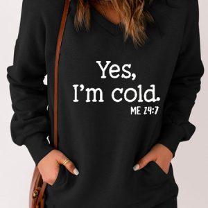 Loose Text Letters V Neck Sweatshirt, Sweatshirts & Hoodies, color:Black|size:XXL, JustFashionNow