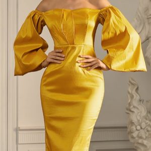 Sweetheart Neckline Plain Elegant Wedding Guest Dress, Mini Dresses, color:Yellow|size:XXL, Stylewe
