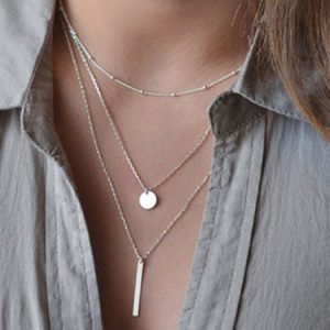 JFN  Boho Chain Layer Tower Necklace, Necklaces, color:Silver|size:One-size, JustFashionNow