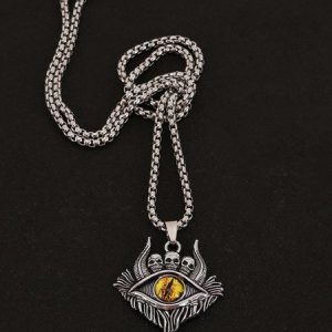 Men's And Women's Retro Eye Pendant Necklace, Men's Accessories, color:Yellow, JustFashionNow