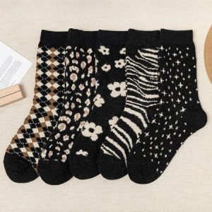 Winter Wool Thickened Warm Tube Socks, Socks, color:Color4|size:5 Pairs, JustFashionNow