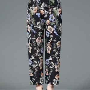 Casual Floral Pattern Pants, BOTTOM, color:Red-Blue|size:3X, Noracora