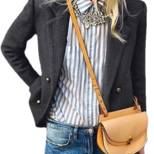 Shawl Collar Long Sleeve Plain Regular Micro-Elasticity Regular Fit Blazer For Women, Blazers, color:Deep Gray|size:XXL, Noracora