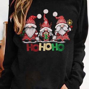 Christmas Snowman Crew Neck Tunic Sweatshirt, Hoodies & Sweatshirts, color:Black|size:XXL, Noracora