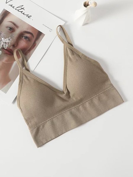 Breathable U-Back Seamless Camisole Sports Bra & Bralette, Crop Bras, color:Khaki|size:L, JustFashionNow