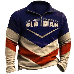 Old Men Was Your First Mistake Men's Retro Garage Henley Zipper Sweatshirt, Hoodies&Sweatshirts, WAYRATES