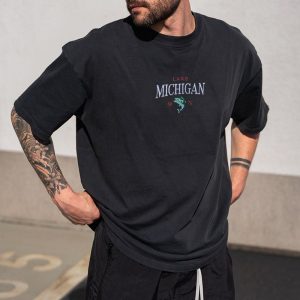 Lake Michigan Slouchy Oversized T-Shirt, T-Shirts, , COTOSEN, Apparel Online, Cheap Clothes, Buy Now
