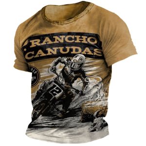 Men's Round Neck T-Shirt Retro Racing Motorcycle Print Pattern Short Sleeve Daily Casual Tee, T-Shirts, , COTOSEN, Apparel Online, Cheap Clothes, Buy Now