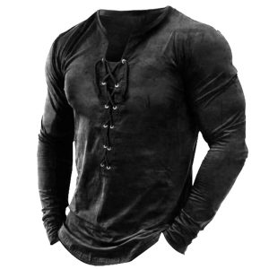 Men's Outdoor Lace-Up Tactical Long Sleeve T-Shirt, T-Shirts, , COTOSEN, Apparel Online, Cheap Clothes, Buy Now