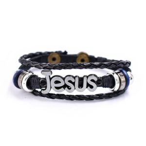 Jesus Mens Leather Bracelet Woven Vintage Leather Bracelet, Necklace & Bracelet, , COTOSEN, Apparel Online, Cheap Clothes, Buy Now