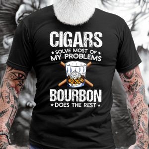 Men's Cotton T-Shirt Crew Neck Short Sleeve Everyday Casual Funny Cigars Solve Most Of My Problems Bourbon Does The Rest, T-Shirts, , COTOSEN, Apparel Online, Cheap Clothes, Buy Now