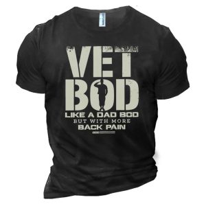 Vet Bod Like A Dad Bod But With More Back Pain Men's Cotton Short Sleeve T-Shirt, T-Shirts, , COTOSEN, Apparel Online, Cheap Clothes, Buy Now
