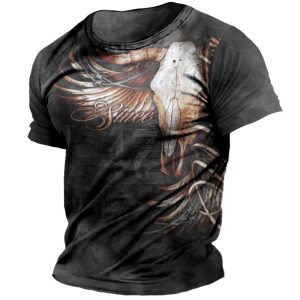 Men's Crew Neck T-Shirt Retro Western Cowboy Bull Head Print Pattern Short Sleeve Daily Casual Tee, T-Shirts, , COTOSEN, Apparel Online, Cheap Clothes, Buy Now