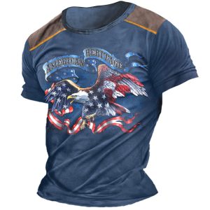 Men's Crew Neck T-Shirt Vintage American Flag Eagle Colorblock Print Graphic Short Sleeve Daily Casual Tee, T-Shirts, , COTOSEN, Apparel Online, Cheap Clothes, Buy Now