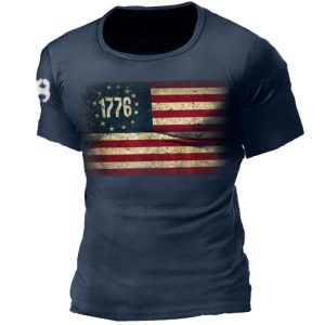 1776 American Flag Men's Tactical Casual Cotton T-Shirt, T-Shirts, , COTOSEN, Apparel Online, Cheap Clothes, Buy Now