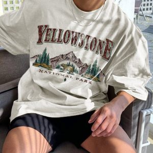 Men's Vintage Yellowstone Print Oversized T-Shirt, T-Shirts, , COTOSEN, Apparel Online, Cheap Clothes, Buy Now
