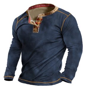 Men's Outdoor Tactical Patchwork Print Henley Shirt, T-Shirts, , COTOSEN, Apparel Online, Cheap Clothes, Buy Now