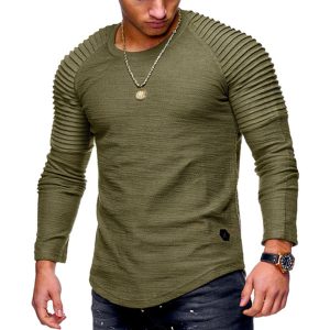 Round Neck Slim Pleated Tops, T-Shirts, , COTOSEN, Apparel Online, Cheap Clothes, Buy Now