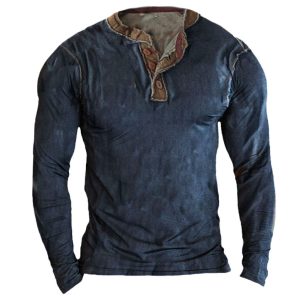 Men's Outdoor Retro Tactical Henley Long Sleeve Shirt, T-Shirts, , COTOSEN, Apparel Online, Cheap Clothes, Buy Now