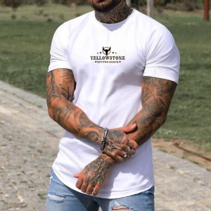 Men's Yellowstone Print Basic Round Neck Cotton T-Shirt, T-Shirts, , COTOSEN, Apparel Online, Cheap Clothes, Buy Now