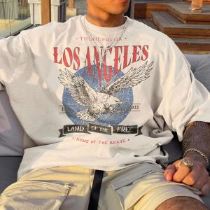 Retro Men's Los Angeles Print Oversized T-shirt, T-Shirts, , COTOSEN, Apparel Online, Cheap Clothes, Buy Now