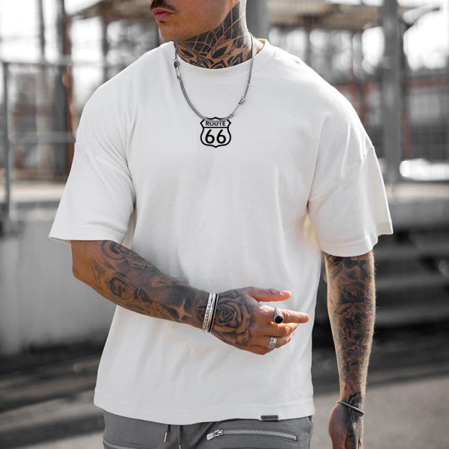 Men's Route 66 Print Casual Vintage T-Shirt, T-Shirts, , COTOSEN, Apparel Online, Cheap Clothes, Buy Now