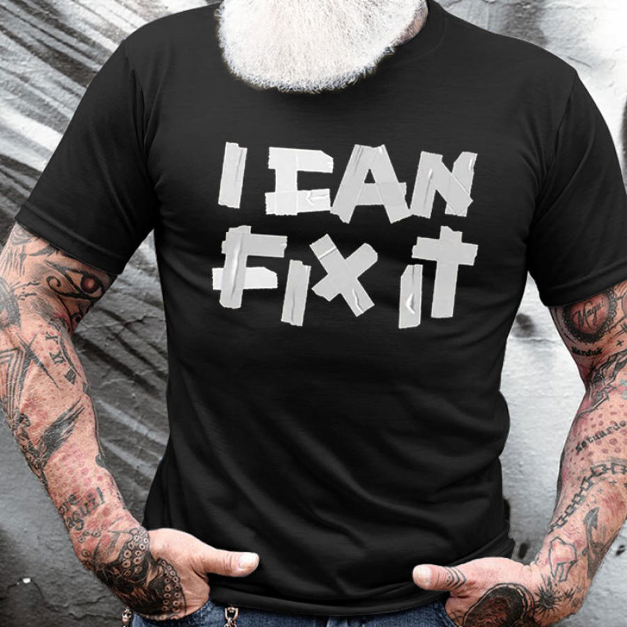 Men's Cotton T-Shirt Crew Neck Short Sleeve Everyday Casual Funny I Can Fix It, T-Shirts, , COTOSEN, Apparel Online, Cheap Clothes, Buy Now