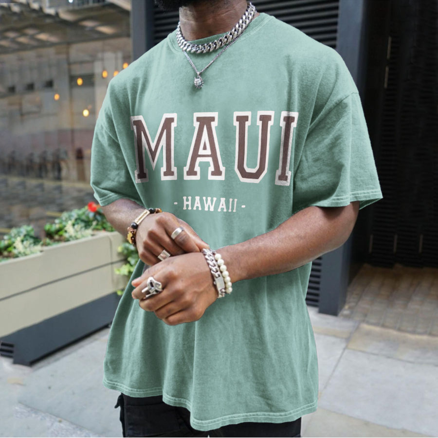 Retro Oversized MAUI Men's T-shirt, T-Shirts, , COTOSEN, Apparel Online, Cheap Clothes, Buy Now