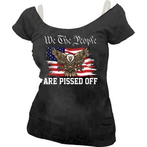 We The People Ladies Off Collar Vintage T-Shirt, women tops, , COTOSEN, Apparel Online, Cheap Clothes, Buy Now